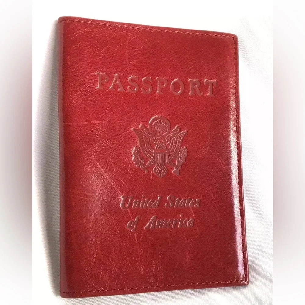 Abas Leather Passport ID Holder Wallet Lined Bifold Made In USA